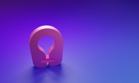 Pink icon isolated on purple-blue background. Minimalism concept. 3D render illustration.