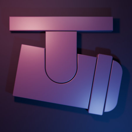 Purple track lights and lamps with spotlights icon isolated on purple-blue background. Minimalism concept. 3D render illustration.の写真素材