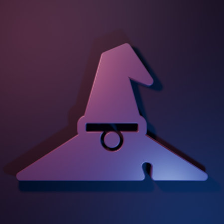 Purple Witch hat icon isolated on purple-blue background. Happy Halloween party. Minimalism concept....