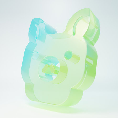 Frosted glass Pig icon isolated on white background. Animal symbol. Minimalism concept. 3D render...