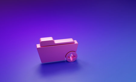 Pink Medical health record folder for healthcare icon isolated on purple-blue background. Patient file icon. Medical history symbol. Minimalism concept. 3D render illustration.の写真素材