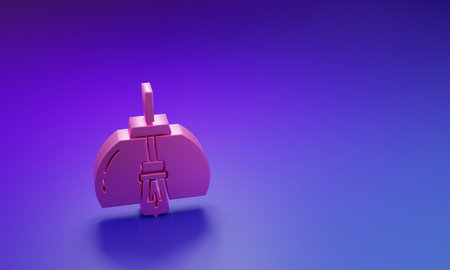 Pink icon isolated on purple-blue background. Minimalism concept. 3D render illustration.の写真素材