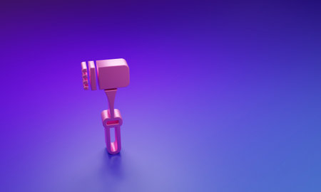 Pink Kitchen hammer icon isolated on purple-blue background. Meat hammer. Minimalism concept. 3D render illustration.の写真素材