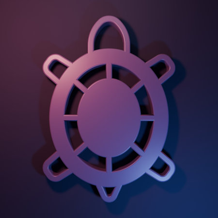 Purple Turtle icon isolated on purple-blue background. Minimalism concept. 3D render illustration.