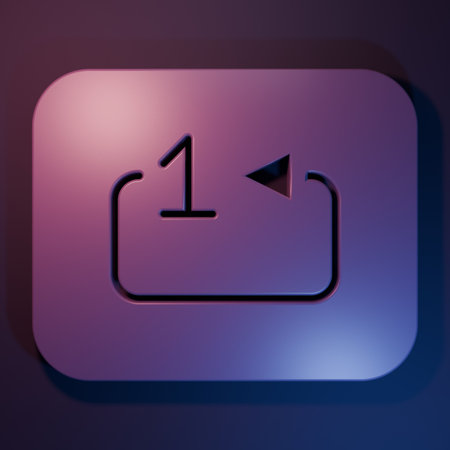 Purple Repeat track music player icon isolated on purple-blue background. The sign is a round curved...