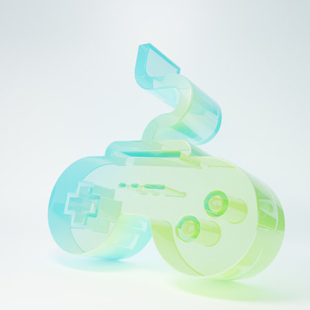 Frosted glass Gamepad icon isolated on white background. Game controller. Minimalism concept. 3D...