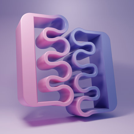 Purple Toe separator for pedicure icon isolated on purple background. Minimalism concept. 3D render...