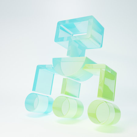 Frosted glass icon isolated on white background. Symbol design from collection. Minimalism concept. 3D render illustration.の写真素材