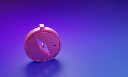 Pink Compass icon isolated on purple-blue background. Windrose navigation symbol. Wind rose sign....