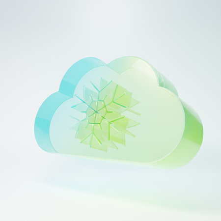 Frosted glass Cloud with snow icon isolated on white background. Cloud with snowflakes. Single...