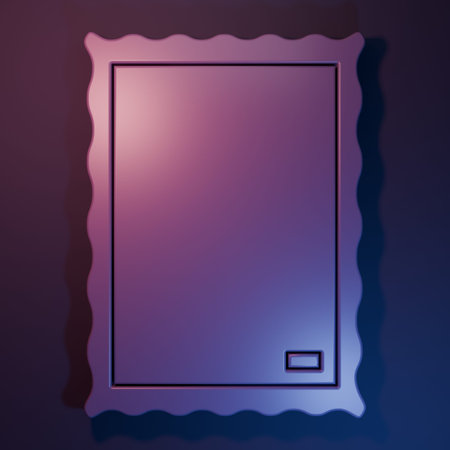 Purple Picture icon isolated on purple-blue background. Minimalism concept. 3D render illustration.の写真素材