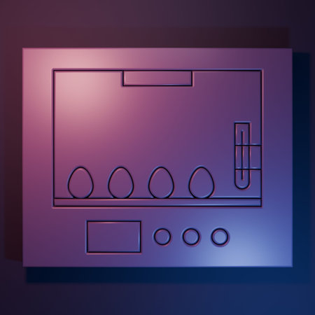 Purple Incubator for eggs icon isolated on purple-blue background. Minimalism concept. 3D render...