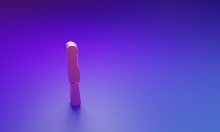 Pink Disposable plastic knife icon isolated on purple-blue background. Minimalism concept. 3D render...