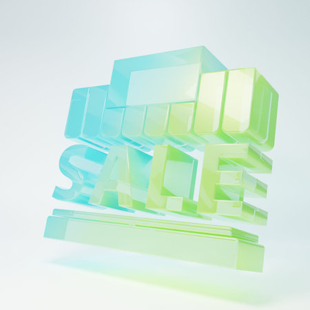 Frosted glass Shopping building or market store icon isolated on white background. Supermarket sale concept. Minimalism concept. 3D render illustration.の写真素材