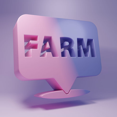 Purple Location farm icon isolated on purple background. Minimalism concept. 3D render illustration.