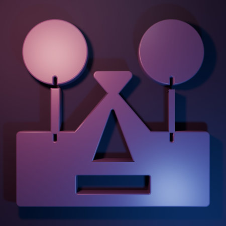Purple Tourist tent icon isolated on purple-blue background. Camping symbol. Minimalism concept. 3D render illustration.の写真素材