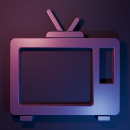 Purple Retro tv icon isolated on purple-blue background. Television sign. Minimalism concept. 3D...