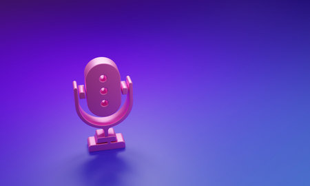 Pink Microphone icon isolated on purple-blue background. On air radio mic microphone. Speaker sign....