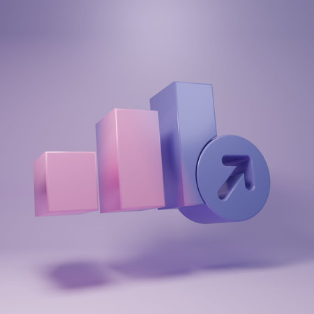 Purple Financial growth icon isolated on purple background. Increasing revenue. Minimalism concept....
