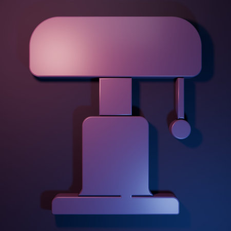 Purple Table lamp icon isolated on purple-blue background. Minimalism concept. 3D render...