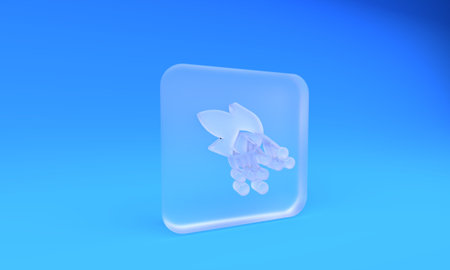 Frosted glass Branch viburnum or guelder rose icon isolated on blue background. Healthful viburnum...