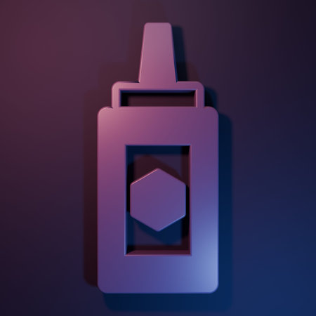Purple Jar of honey icon isolated on purple-blue background. Food bank. Sweet natural food symbol. Minimalism concept. 3D render illustration.の写真素材