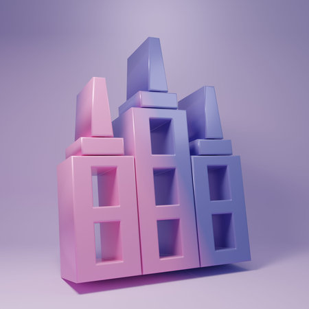 Purple Skyscraper icon isolated on purple background. Metropolis architecture panoramic landscape....