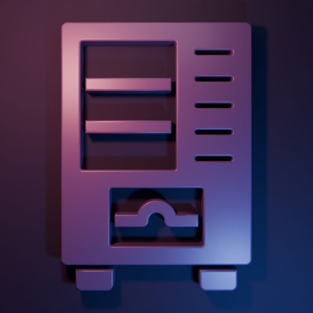 Purple Vending machine of food and beverage automatic selling icon isolated on purple-blue...