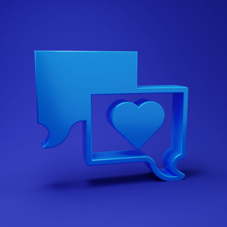 Blue Speech bubble chat icon isolated on blue background. Message icon. Communication or comment...