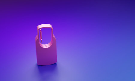 Pink Nail manicure icon isolated on purple-blue background. Minimalism concept. 3D render...