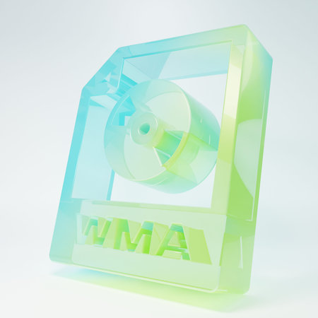 Frosted glass WMA file document. Download wma button icon isolated on white background. WMA file...