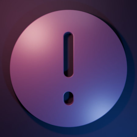 Purple Speech bubble and Exclamation icon isolated on purple-blue background. FAQ sign. Copy files,...