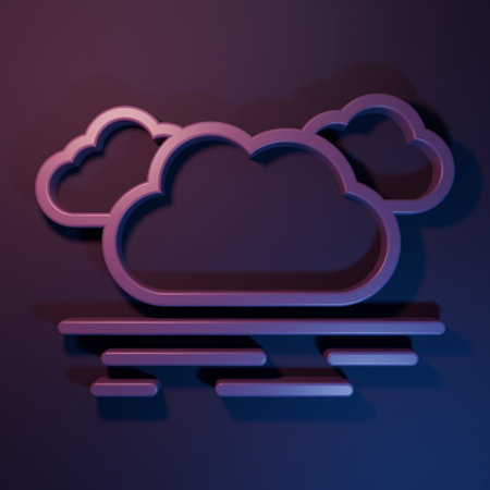 Purple Cloud icon isolated on purple-blue background. Minimalism concept. 3D render illustration.の写真素材