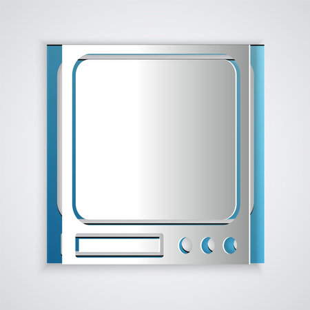 Paper cut Electronic scales icon isolated on gray background. Weight measure equipment. Paper art style. Vector Illustration.のイラスト素材