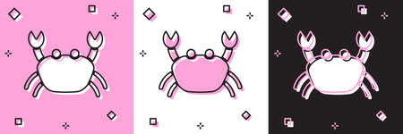 Set Crab icon isolated on pink and white, black background. Vector..のイラスト素材