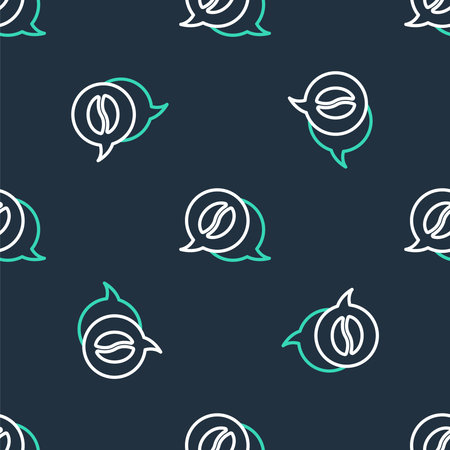 Line Coffee and conversation icon isolated seamless pattern on black background. Coffee talk. Speech bubbles chat. Vector.のイラスト素材