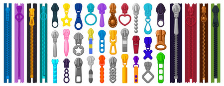 Lock of zipper vector cartoon set icon. Vector illustration zippered on white background. Isolated cartoon set icon lock of zipper.のイラスト素材