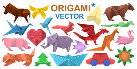 Origami vector cartoon set icon. Vector illustration paper animal on white background. Isolated cartoon set icon origami.のイラスト素材