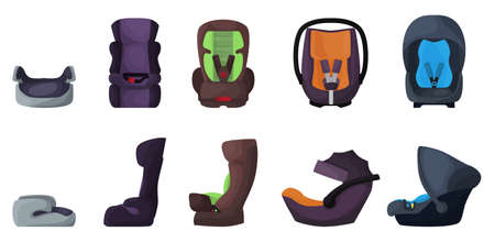Baby car seat vector cartoon set icon. Vector illustration safety chair on white background. Isolated cartoon set icon baby car seat.のイラスト素材