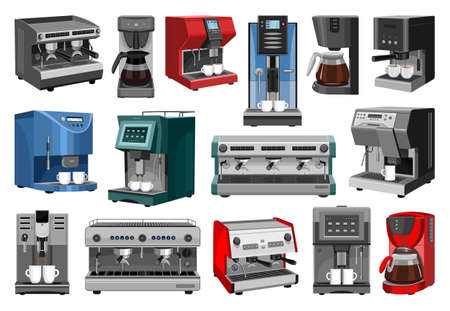 Coffee machine vector cartoon set icon.Isolated cartoon set icon maker espresso. Vector illustration coffee machine on white background.のイラスト素材