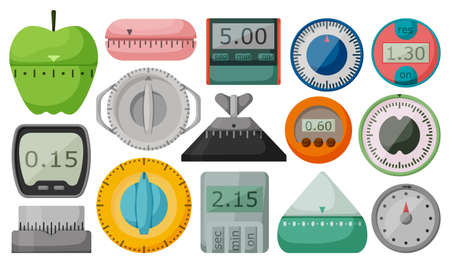 Kitchen timer vector cartoon set icon. Vector illustration oven stopwatch on white background. Isolated cartoon set icon kitchen timer.のイラスト素材