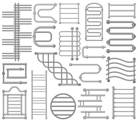 Towel dryer vector cartoon set icon. Vector illustration bathroom radiator on white background. Isolated cartoon set icon towel dryer.のイラスト素材