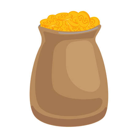 Bag dollar coin cartoon vector icon.Cartoon vector illustration of bundle money icon.Bag with coin of dollar isolated icon on white background.のイラスト素材