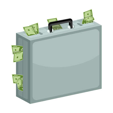 Case dollar bill cartoon vector icon.Cartoon vector illustration of bundle money icon.Case with bundle of dollar isolated icon on white background.のイラスト素材