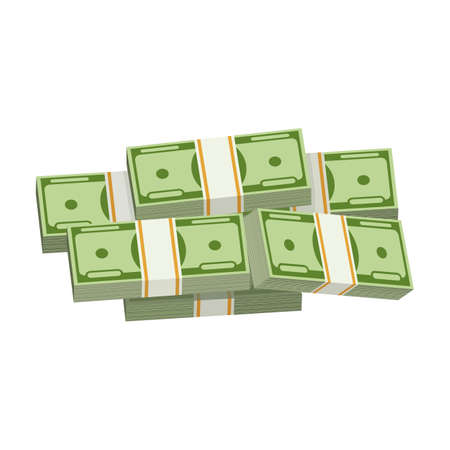 Dollar bundle cartoon vector icon.Cartoon vector illustration banknotes of money. Isolated illustration of bundle dollar icon on white background.のイラスト素材