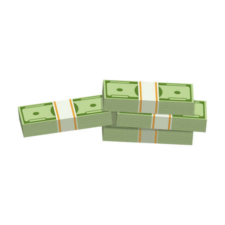 Dollar bundle cartoon vector icon.Cartoon vector illustration banknotes of money. Isolated illustration of bundle dollar icon on white background.のイラスト素材