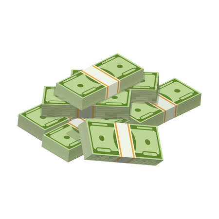 Dollar bundle cartoon vector icon.Cartoon vector illustration banknotes of money. Isolated illustration of bundle dollar icon on white background.のイラスト素材