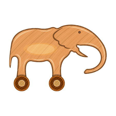 Wooden elephant vector icon.Cartoon vector icon isolated on white background wooden elephant.のイラスト素材