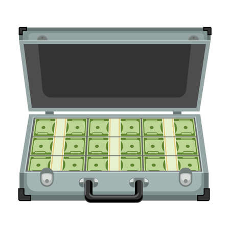 Case dollar bill cartoon vector icon.Cartoon vector illustration of bundle money icon.Case with bundle of dollar icon on white background.のイラスト素材