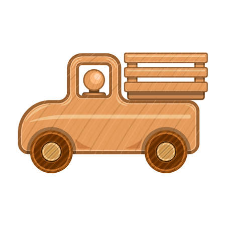 Wood car vector icon.Cartoon vector icon isolated on white background wood car.のイラスト素材